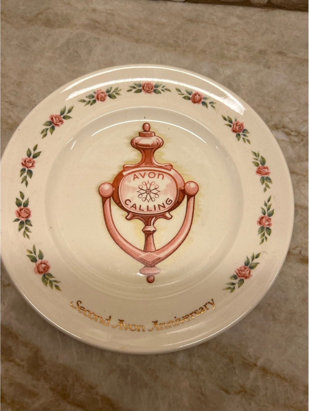 Vintage Avon 2nd Anniversary Collector Plate - "Avon Calling" Doorknocker
